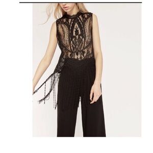 Zara Black Lace Fringe Blouse